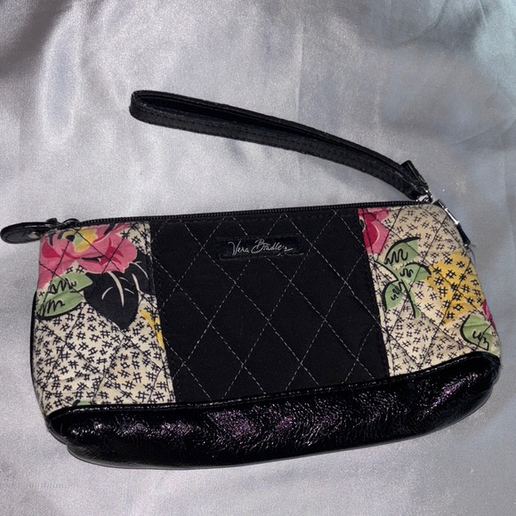 Vera Bradley Black and Multicolor Quilted Wristlet Bag - Picture 2 of 9